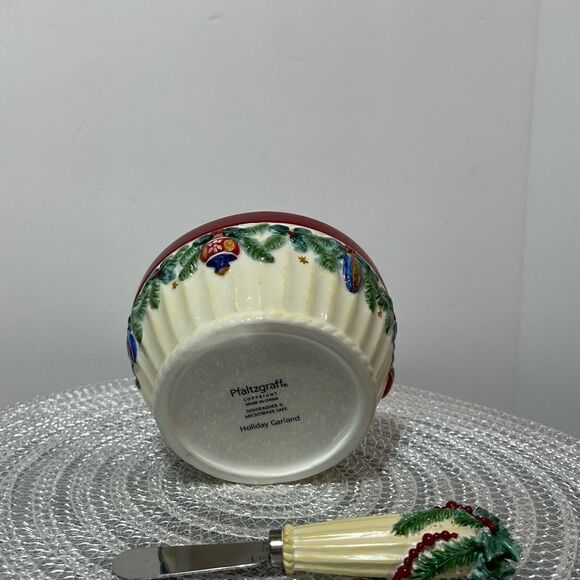 Pfaltzgraff Holiday Garland Dip Bowl and Spreader Set NWOT - Picture 4 of 6
